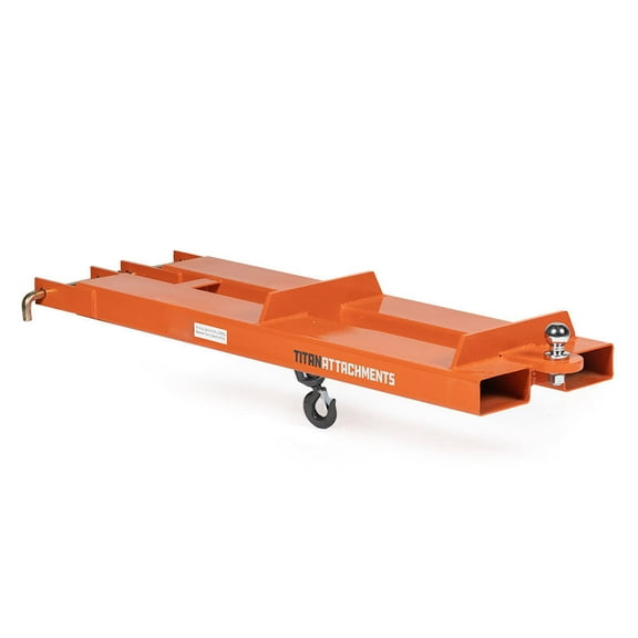 Titan Attachments Fork Mounted Towing Jib with 4,400 LB Lifting Hook Capacity, Hoist Jib Mobile Crane, Heavy Duty Rugged Red Hook, 2" Hitch Ball 3,500 LB Towing Capacity, Warehouse, Factory, Farm