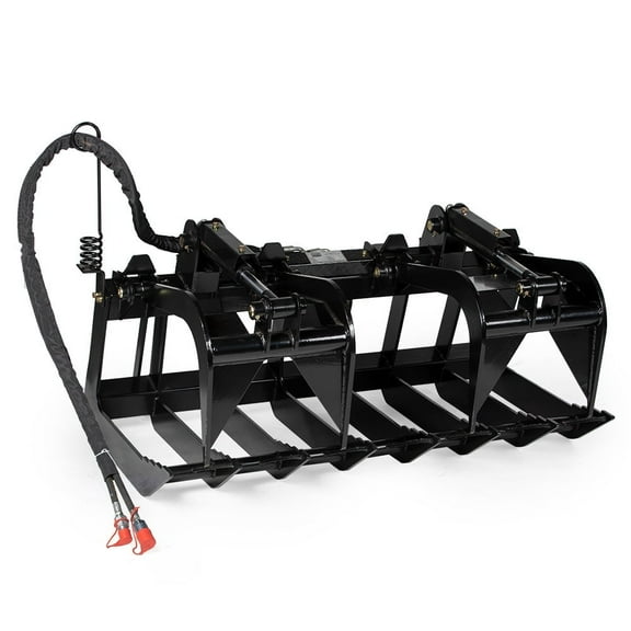 Titan Attachments HD 60in Skid Steer Root Grapple Bucket Attachment, 1/2in Thick Steel Frame, Quick Tach Mounting System