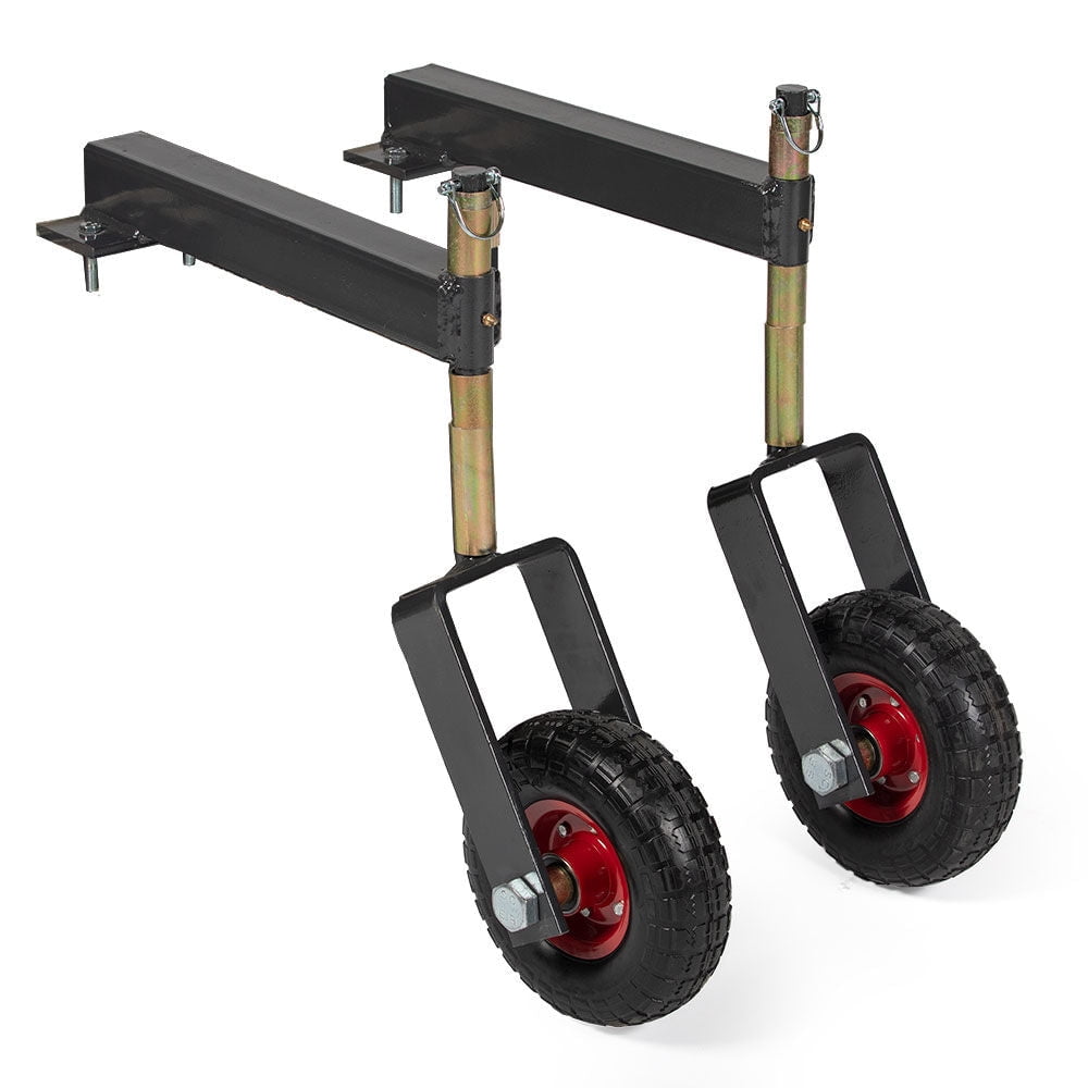 Titan Attachments Landscape Rake Wheels 10" Diameter Pair Adjustable Height, Bolt-On Wheels for 3 Point Landscape Rake, Charcoal Finish