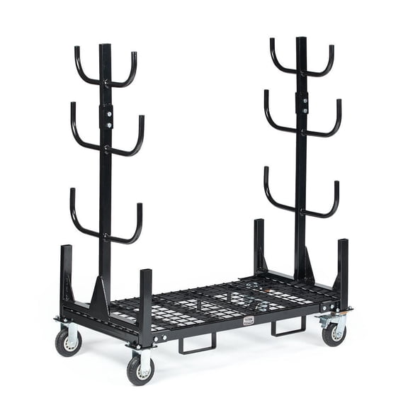 Titan Attachments Mobile Conduit Lumber and Pipe Rack with Eight Bins, Heavy-Duty Rolling Platform Base with Fork Pockets and Locking Caster Wheels, 2,500 LB Capacity, Mobile Roller Dolly
