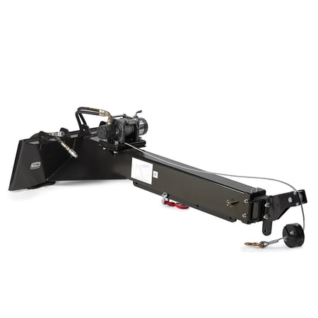 Titan Attachments Skid Steer Adjustable Jib Crane with Hydraulic Winch, 120" Manual Telescoping Boom