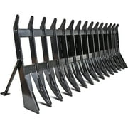 Titan Attachments Skid Steer Root Rake Attachment 84in Wide, Universal Quick Tach Hookup, Root Clearing Brush Rake, Land Clearing Site Prep Implement, Roll Debris, Silage, Brush to Burn Pile