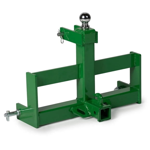 Titan Attachments Standard Series 3 Point Green Tractor Drawbar with Suitcase Weight Brackets, Compatible with Cat 1 Tractors, Built in 2" Receiver Hitch, Titan Quick Hitch