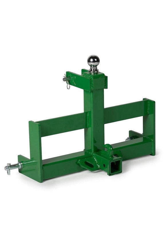 Standard Series 3 Point Green Tractor Drawbar with Suitcase Weight Brackets, Compatible with Cat 1 Tractors, Built in 2" Receiver Hitch, Titan Quick Hitch