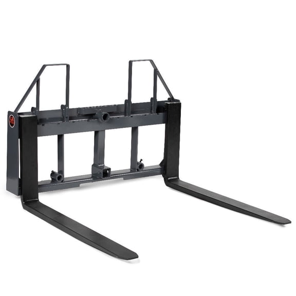 Titan Attachments UA USA Made Grey Step-Through Pallet Fork Frame Attachment, 36” Fork Blades, Rated 4,000 LB, Quick Tach Mounting