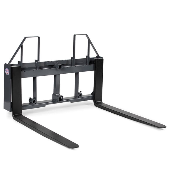 Titan Attachments UA USA Made Grey Step-Through Pallet Fork Frame Attachment, 48 Fork Blades, Rated 4,000 LB, Quick Tach Mounting