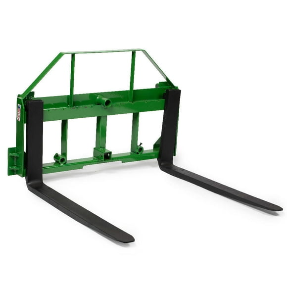 Titan Attachments USA Made Pallet Fork Frame Attachment Fits JD Tractors, 42in Fork Blades 4,000 LB Capacity, Receiver Hitch, Spear Sleeves, Headache Rack