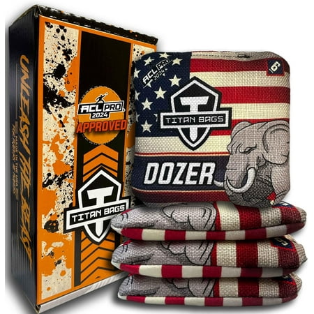 Titan Bags - Dozer Cornhole Bags - ACL PRO Approved Toss Bag, Professional Cornhole Bags, Bean Bags for Cornhole, Tossing Bags for Indoor and Outdoor Use, Suede Cloth Tournament Bean Bag (Merica)