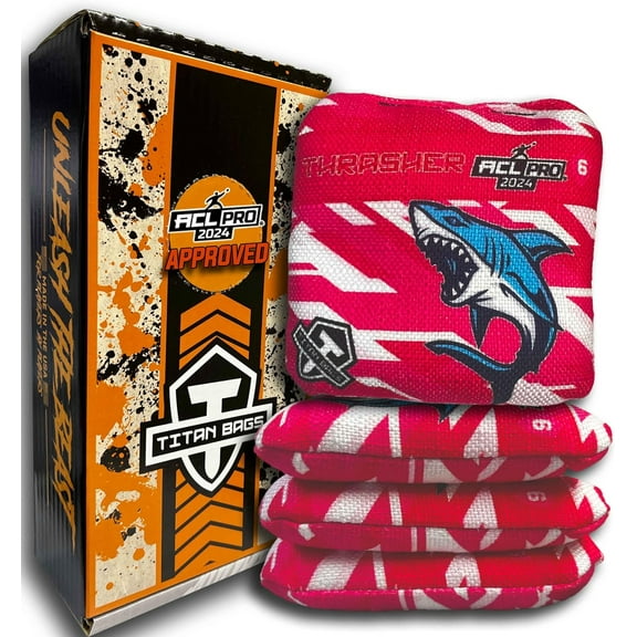 Titan Bags - Thrasher ACL PRO Approved Toss Bags - Premium Regulation Cornhole Bags - Upgrade your Standard Bean Bag Toss Bags & Cornhole Set - 16oz - 6 x 6 - Fractal Power Pink (Set of 4) - USA Made