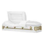 Titan Casket, Cambridge Series 18 Gauge Steel Casket in White & Gold with White Interior