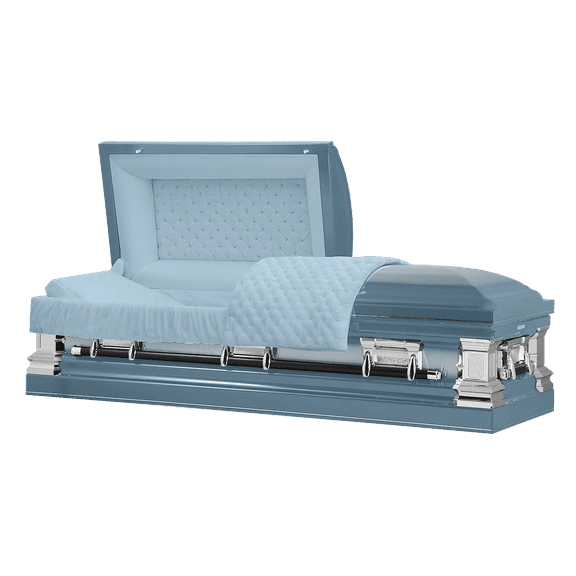 Titan Casket, Era Series Stainless Steel Funeral Casket in Light Blue