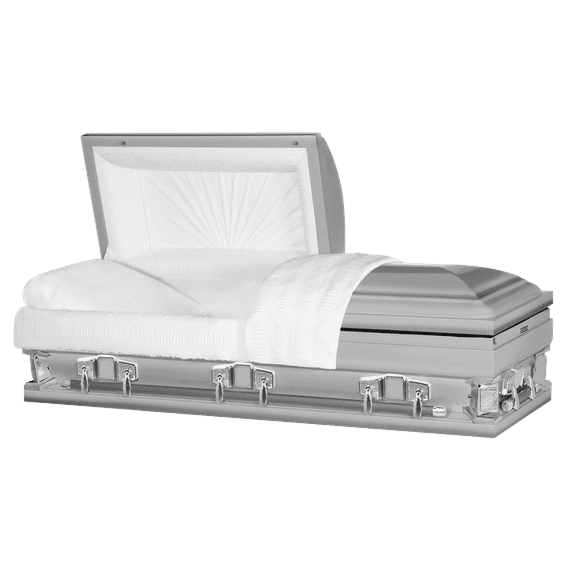 Titan Casket, Jupiter XL Series Steel Casket (29" Oversize) in Silver With White Interior Crepe Interior
