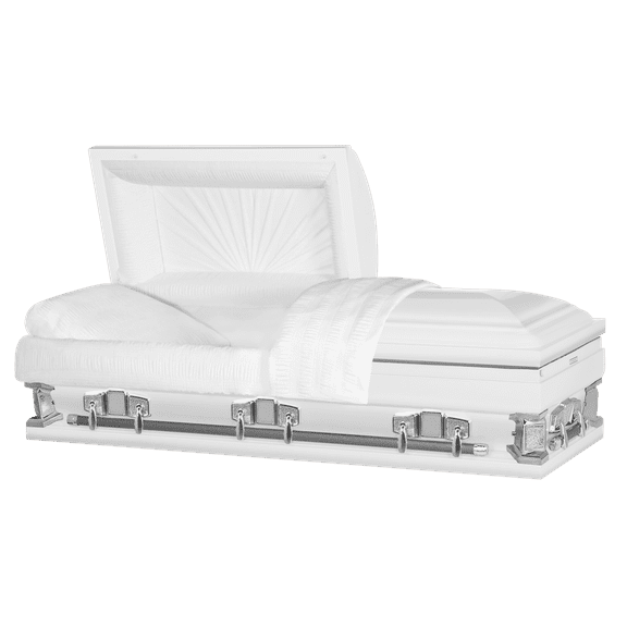 Titan Casket, Jupiter XL Series Steel Casket (33" Oversize) in White With White Interior Crepe Interior