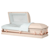 Titan Casket Orion Series, Pink Steel Funeral Casket with White Interior, Handcrafted Design