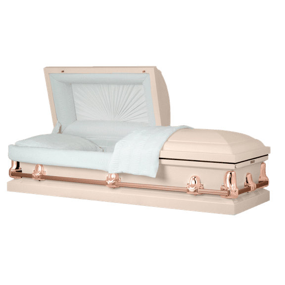 Titan Casket Orion Series, Pink Steel Funeral Casket with White Interior, Handcrafted Design