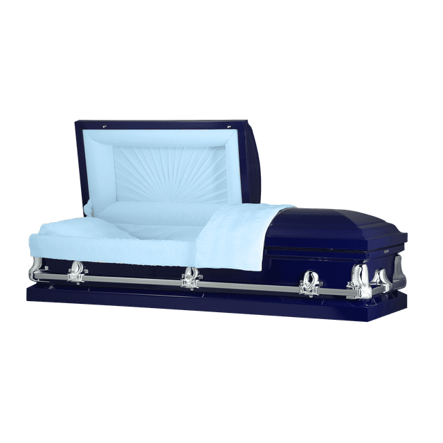 Titan Orion Series Steel Casket - Dark Blue Finish with Light Blue ...