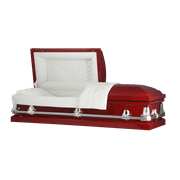 Titan Casket, Orion Series Steel Casket in Red with White Interior