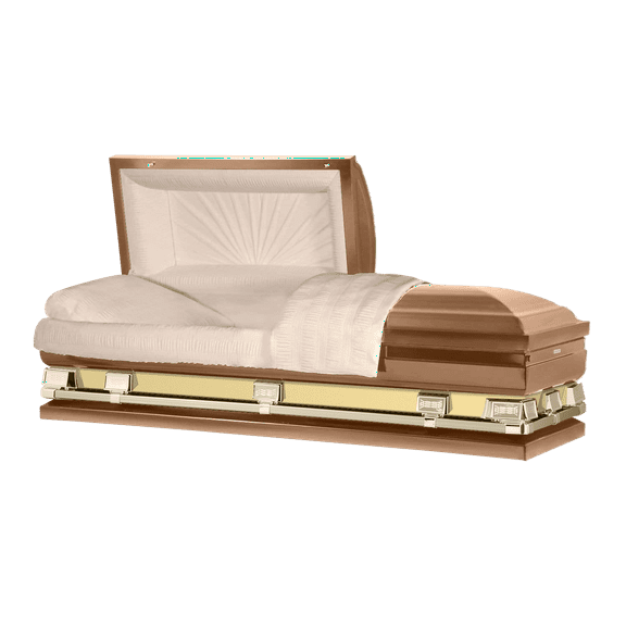 Titan Casket, Reflections XL Series Steel Casket (33" Oversize) with Reflective Panel in Copper Finish With Rosetan Interior