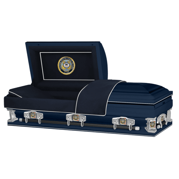 Titan Casket, Veteran Select Coast Guard XL Steel Casket (28" Oversize) with Coast Guard Head Panel
