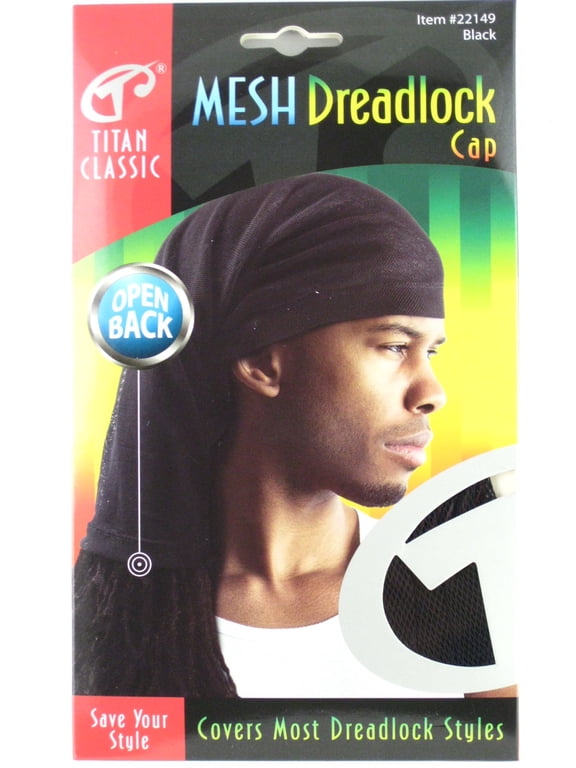 Titan Classic Unisex Open Back Mesh Dreadlock Cap Hat, Black, 1 Count