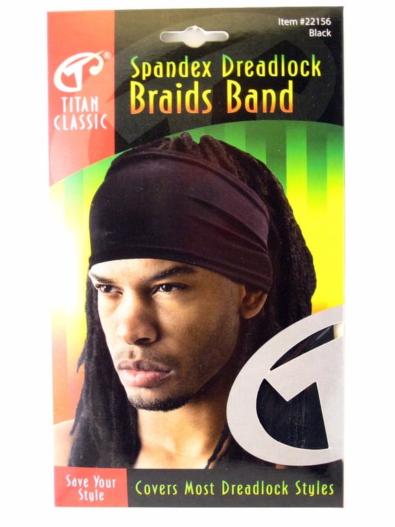 TITAN Mens Wide Stretchy Headband for Locs & Braids, Black