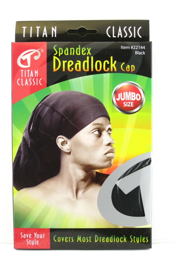 Classic Spandex Unisex Adult Black Dreadlock Cap Hat - Jumbo Size