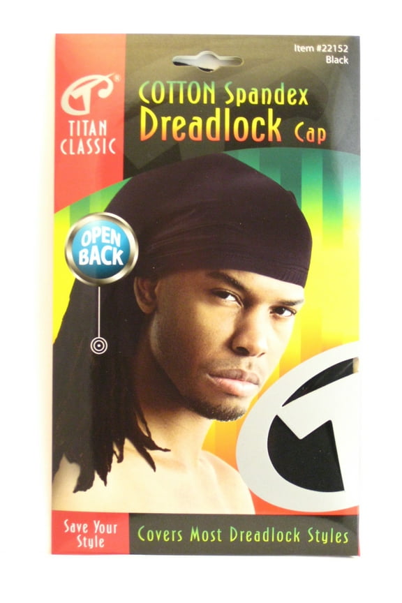 Black Cotton Spandex Dreadlock Cap 1 ea
