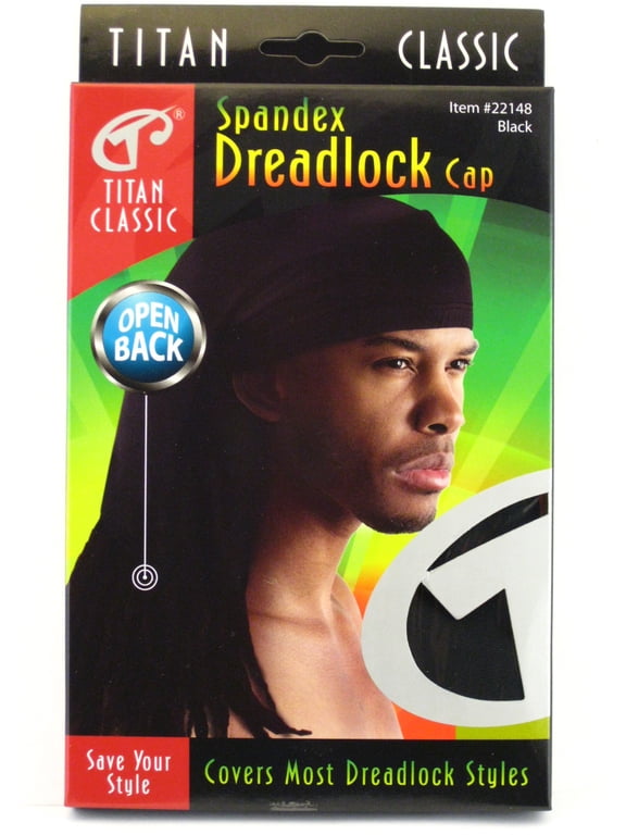 Titan Classic Unisex Adult Open Back Spandex Dread Lock Cap Hat - Black
