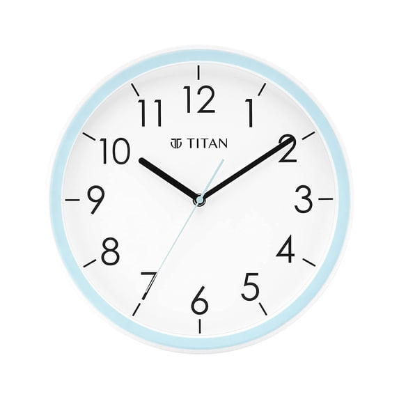 Titan Contemporary Plastic Wall Clock with Lume Hands, (12.79 inch x 12.79 inch, Blue)