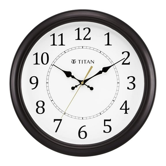 Titan Dark Brown Wall Clock with White dial, 32.5cm x 32.4cm