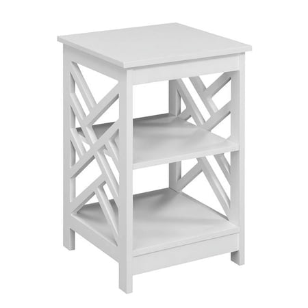 Titan End Table with Shelves, White