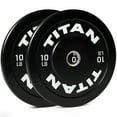 thumbnail image 1 of Titan Fitness 10 LB Pair Economy Series Black Olympic Bumper Plates, Durable Rubber Exterior with Steel Core, Weightlifting and Strength Training Weight Plate, 1 of 8