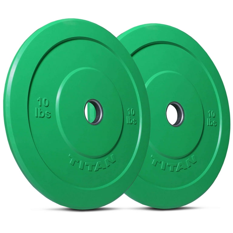 Titan Fitness 10 LB Pair Green Economy Olympic Bumper Plates Rubber with Steel Insert Strength Training