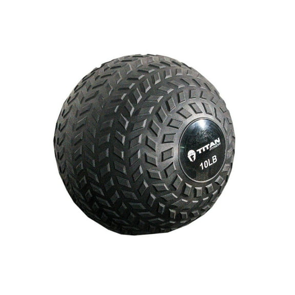Titan Fitness 10 LB Rubber Tread Slam Ball, Dead Bounce, 10in Diameter, Weight Workout - Throw, Catch, Slam, Twist