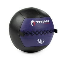 Titan Fitness 14 LB Soft Leather Medicine Wall Ball, Purple Color-Coded Weighted Wall Ball, Full Body Dynamic Exercise Med Ball, Core Fitness, Strength Training, Exercise Conditioning