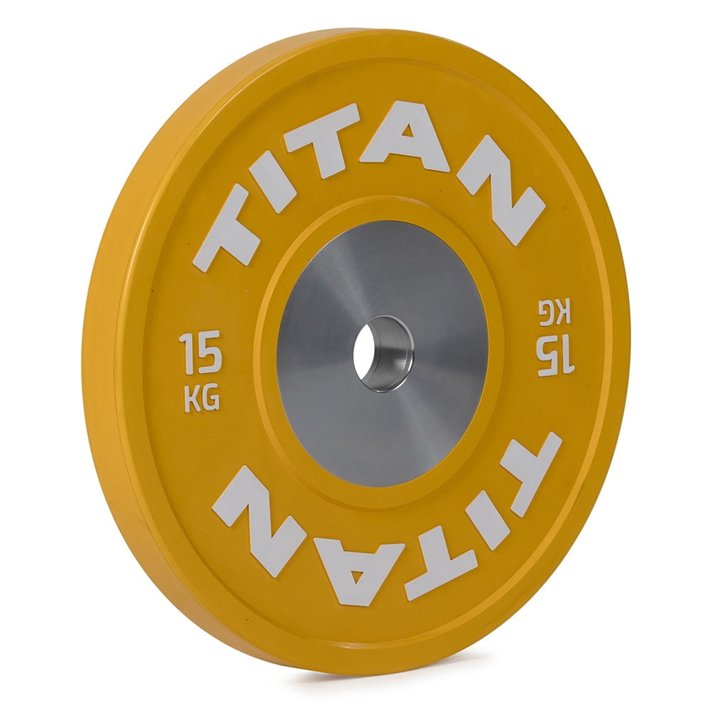 Titan Fitness 15 KG Single Elite Competition Bumper Plate, Yellow Olympic Weight Plate