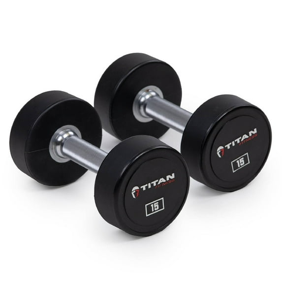 Titan Fitness 15 lb. Pair Round Urethane Dumbbells