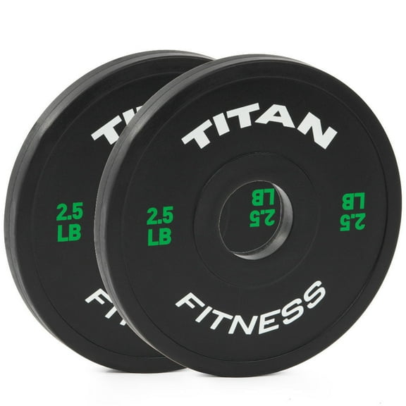 Titan Fitness 2.5 LB Pair Black Change Fractional Weight Plates, Rubber Coated Steel Bumper Plates, Fit Olympic Sized Barbells For Strength Training and Weightlifting
