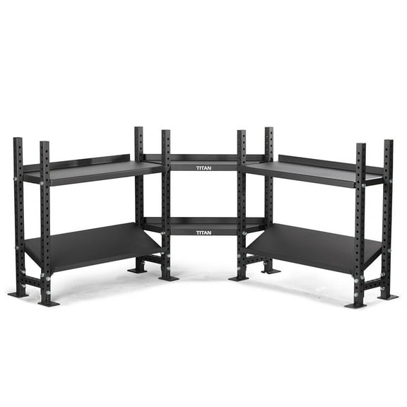 Titan Fitness 2-Tier Elite Series Mass Storage System with 42" Adjustable Shelves and Corner Shelves