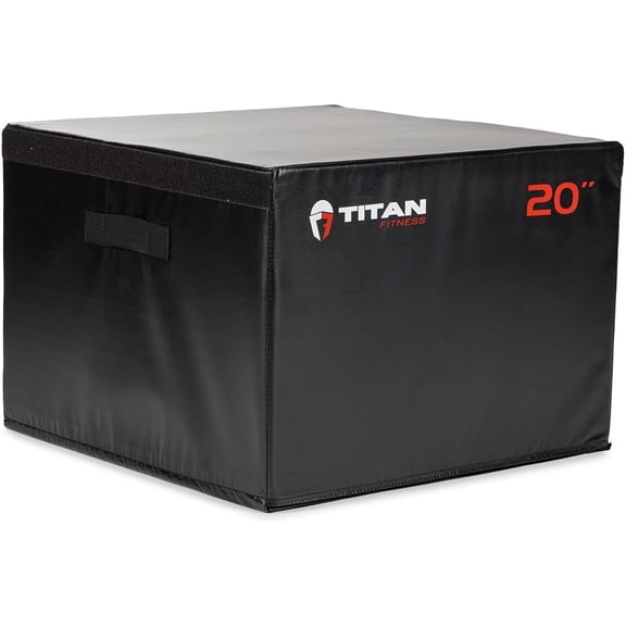 Titan Fitness 20" Stackable Soft Foam Plyometric Box, High Density EPE Foam Core Plyo Box, Step Up Exercise Platform, Box Squat, Step-Up, Box Jumps for Home Garage Gym Training