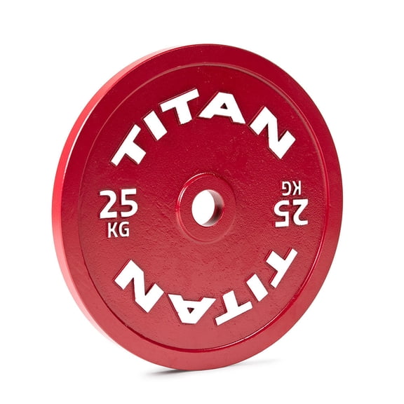 Titan Fitness 25 KG Olympic Calibrated Steel Powerlifting Plate, Machine Precision Steel Discs, Sold Individually