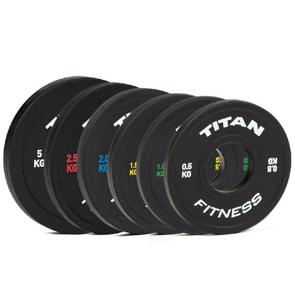 Titan Fitness 25 KG Set Black Change Fractional Weight Plates, Rubber Coated Steel Bumper Plates, Fit Olympic Sized Barbells For Strength Training and Weightlifting