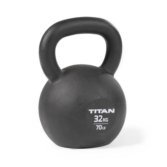 Titan Fitness 32 KG Cast Iron Kettlebell, Single Piece Casting, KG and LB Markings, Full Body Workout
