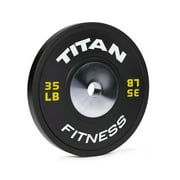Titan Fitness 35 LB Black Elite Olympic Bumper Plate, Competition Weight Plates, Rubber with Steel Insert, Sold Individually