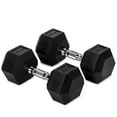 thumbnail image 1 of Titan Fitness 35 LB Pair Free Weights, Black Rubber Coated Hex Dumbbell, Ergonomic Cast Iron Handle, Strength Training, 1 of 7
