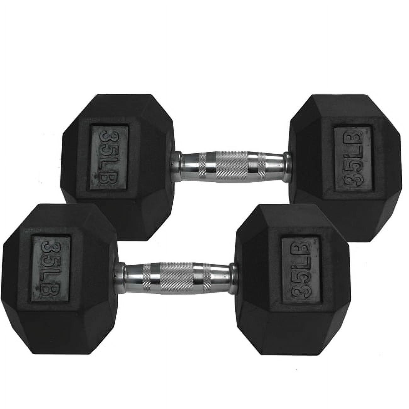Titan Fitness 35 LB Pair Free Weights, Black Rubber Coated Hex Dumbbell, Ergonomic Cast Iron Handle, Strength Training - image 1 of 4