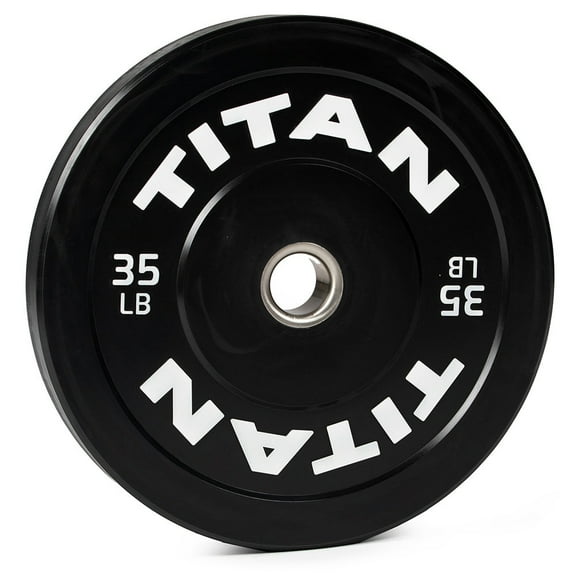 Titan Fitness 35 LB Single Economy Series Black Olympic Bumper Plate, Durable Rubber Exterior with Steel Core, Weightlifting and Strength Training Weight Plate