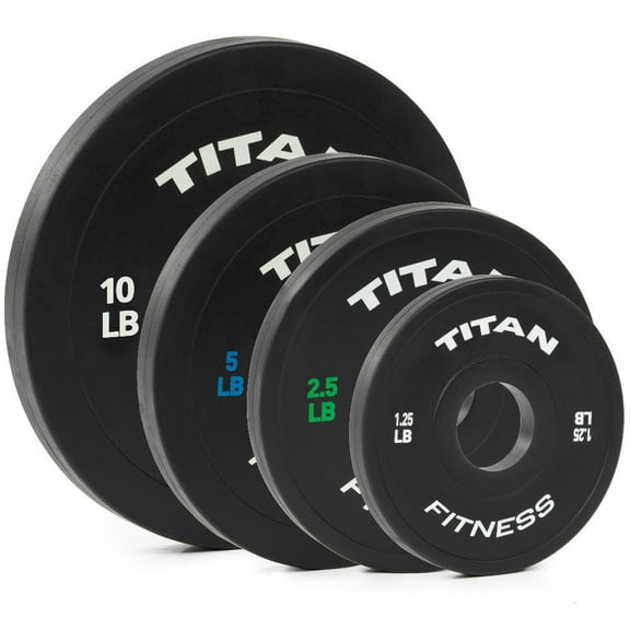 Titan Fitness 37.5 LB Set Black Change Fractional Weight Plates, 1.25LB 2.5LB 5LB 10LB, Fit Olympic Sized Barbells For Strength Training and Weightlifting, Rubber Coated Steel Bumper Plates