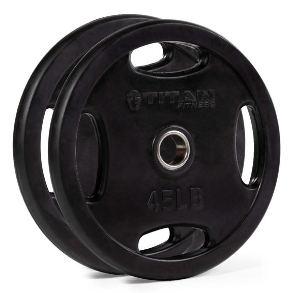 Titan Fitness 45 LB Single Black Grip Plate, Cast Iron and Rubber Coating, Sold as a Single Plate