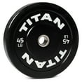 thumbnail image 1 of Titan Fitness 45 LB Single Economy Series Black Olympic Bumper Plate, Durable Rubber Exterior with Steel Core, Weightlifting and Strength Training Weight Plate, 1 of 8